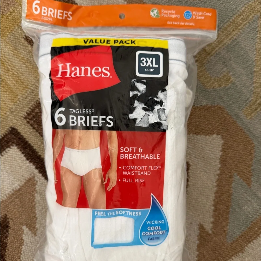 Hanes Men's Value Pack Classic White Briefs with Flex Waistband